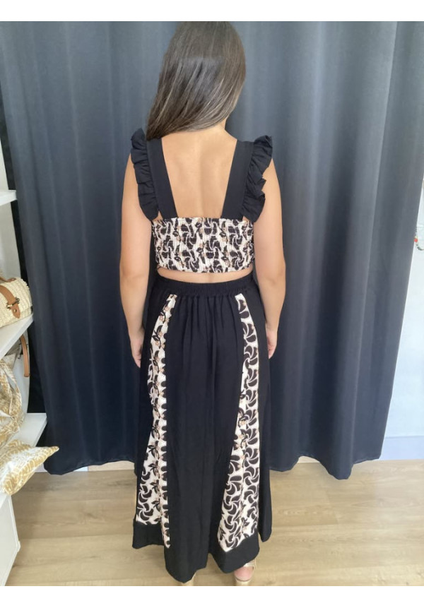 6.6. Conjunto top y falda bicolor estampado
