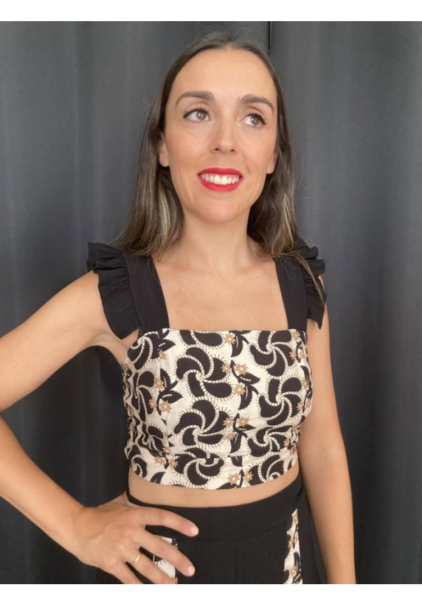 6.6. Conjunto top y falda bicolor estampado