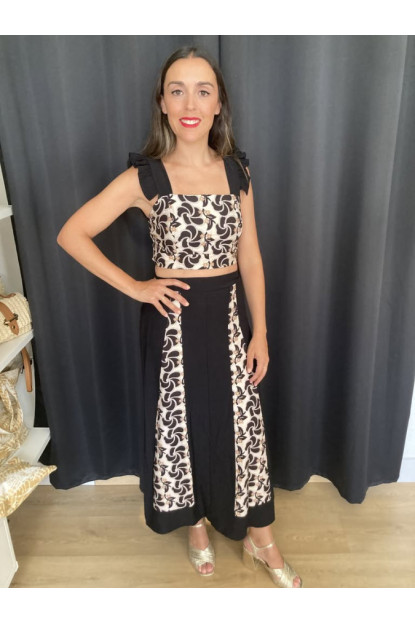 6.6. Conjunto top y falda bicolor estampado