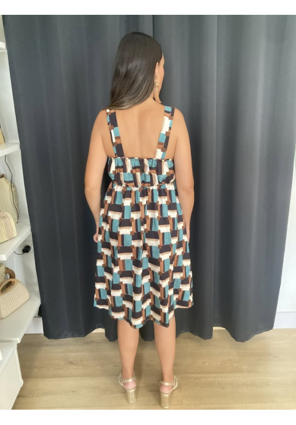 6.56. Vestido estampado retro escote