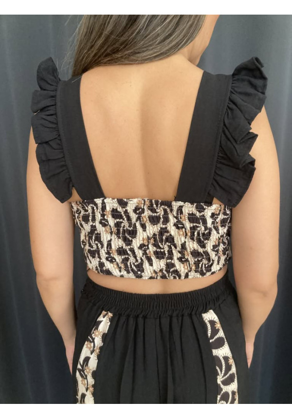 6.6. Conjunto top y falda bicolor estampado