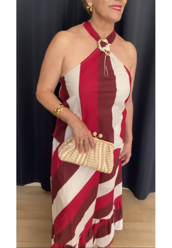 6.25. Conjunto top y falda rayas broche