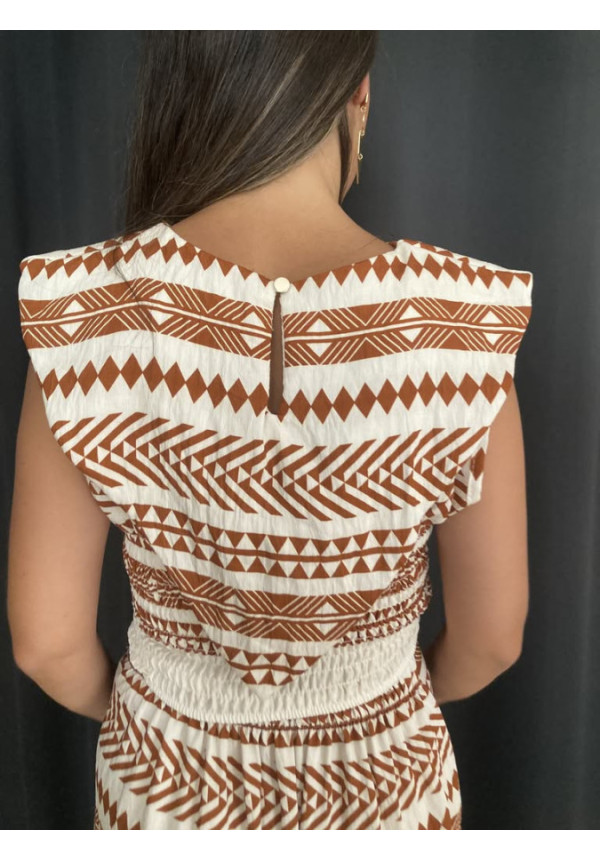 6.69. Conjunto top y falda estampado azteca