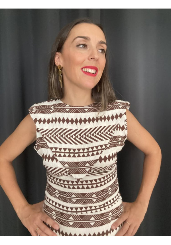 6.69. Conjunto top y falda estampado azteca