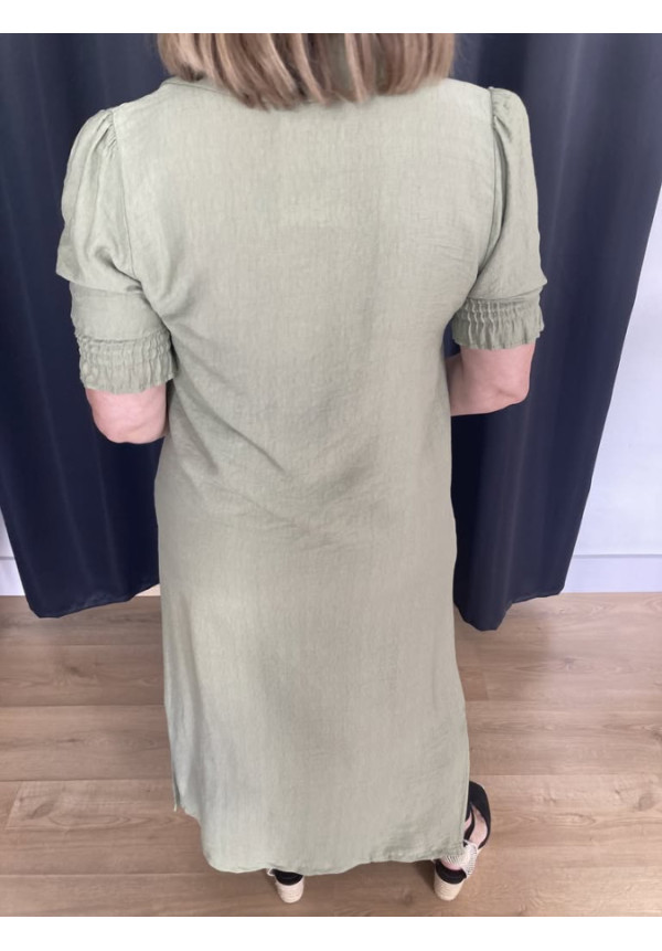 1.11. Vestido camisero manga frunce