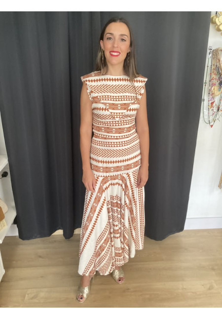 6.69. Conjunto top y falda estampado azteca