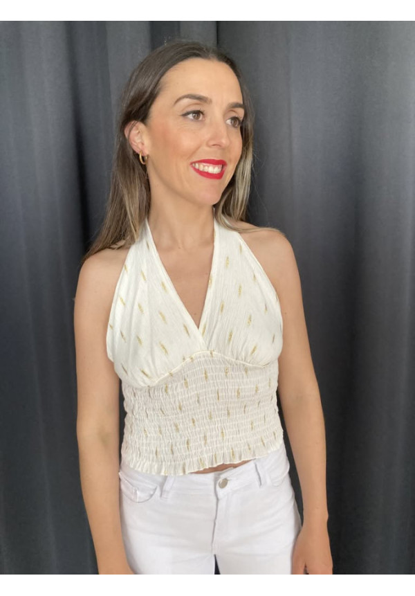 2.5. top halter dorado