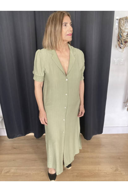 1.11. Vestido camisero manga frunce