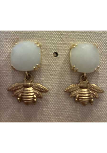 Pendientes abeja y piedra perno