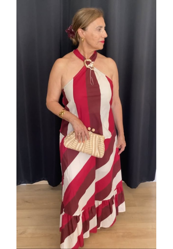 6.25. Conjunto top y falda rayas broche