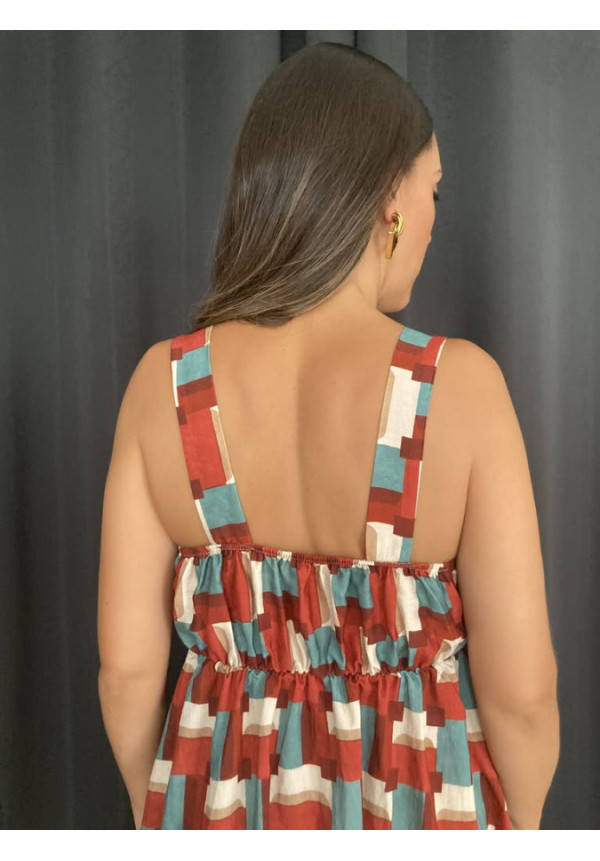 6.56. Vestido estampado retro escote