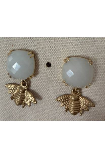 Pendientes abeja y piedra perno
