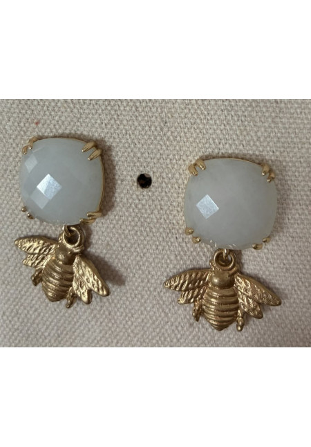 Pendientes abeja y piedra perno