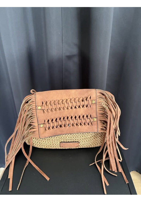 294. Bolso rafia y flecos solapa