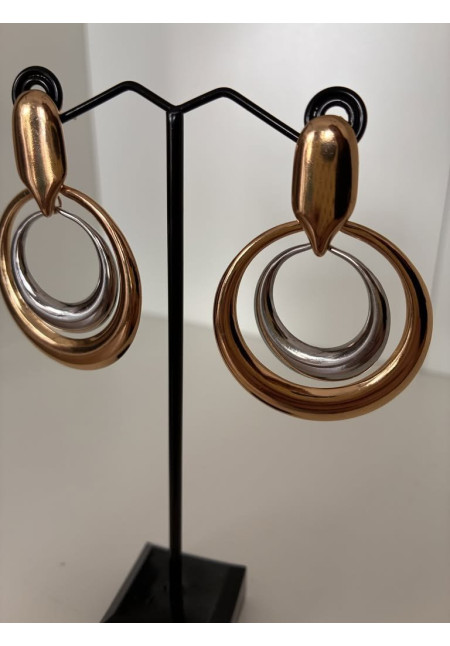 Pendientes doble aro bicolor