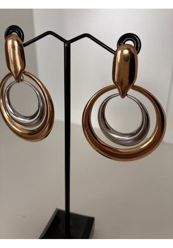 Pendientes doble aro bicolor