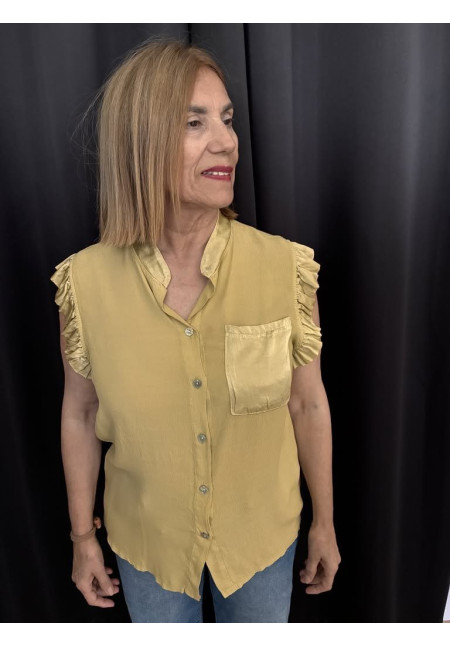 218. Camisa bolsillo satén