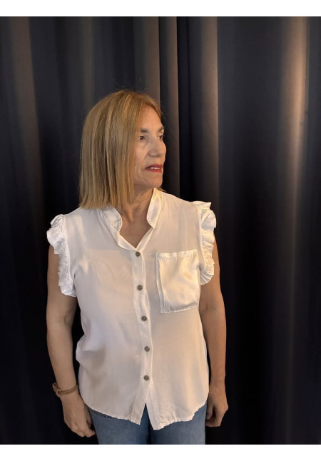 218. Camisa bolsillo satén