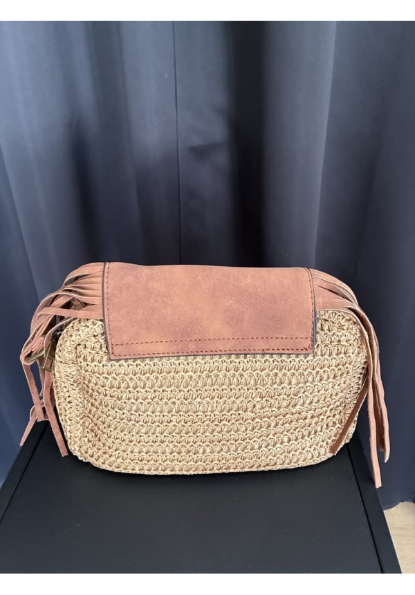 294. Bolso rafia y flecos solapa