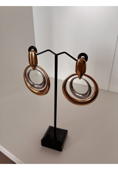 Pendientes doble aro bicolor