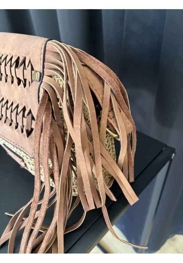 294. Bolso rafia y flecos solapa
