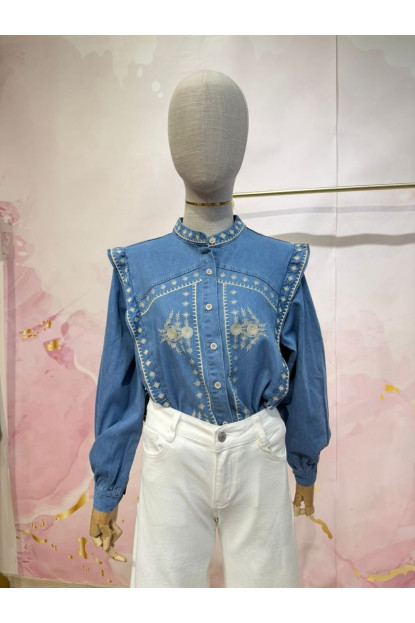 PV2. Camisa denim bordados