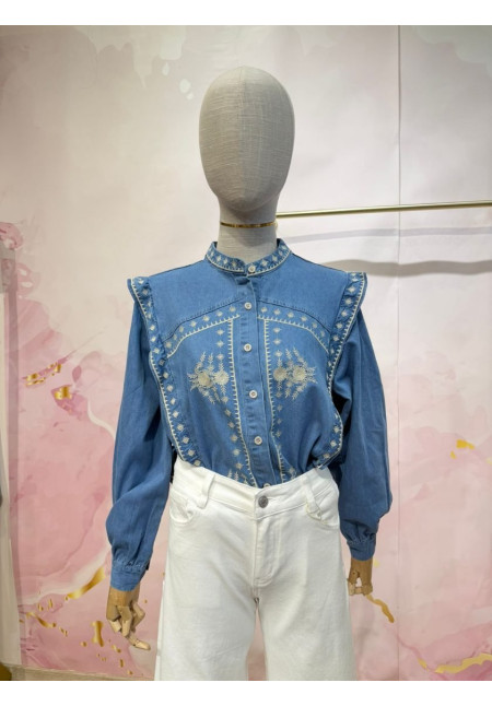 PV2. Camisa denim bordados