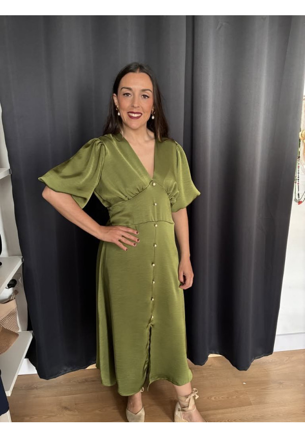 139. Vestido botones satén 
