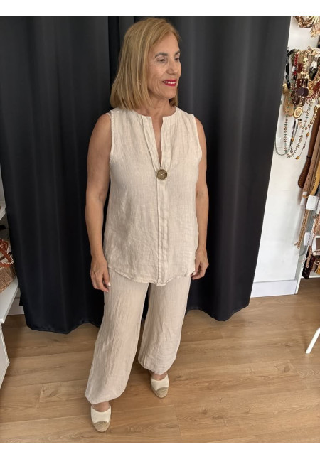 409. Blusa lino botón