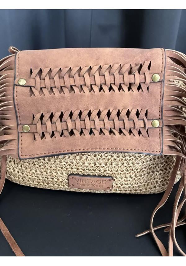 294. Bolso rafia y flecos solapa